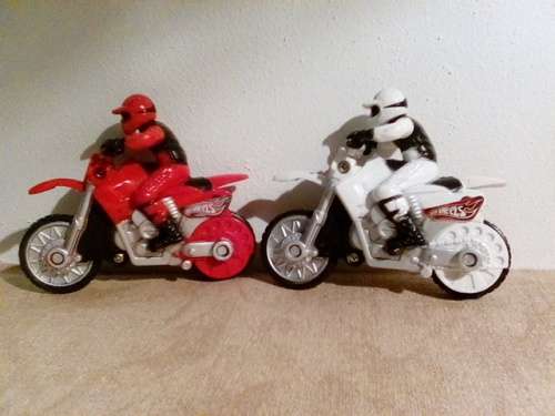 Pair of Hotwheels Pullback Action Motorbikes with Riders