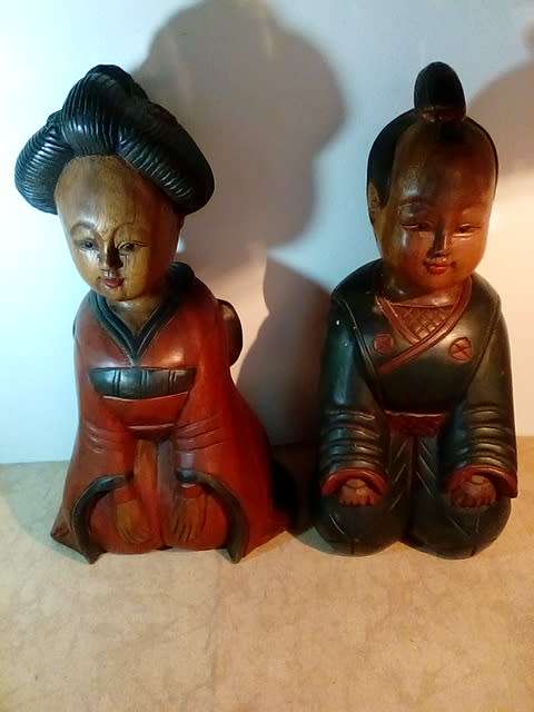 Pair of Big Carved Wooden Oriental Figurines - Postage R90