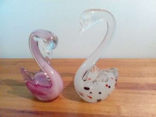 Pair of Impressive Glass Swans for Home Decor