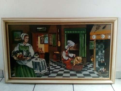 Large Framed Victorian Style Tapestry in All-round Good Condition - Collection Only