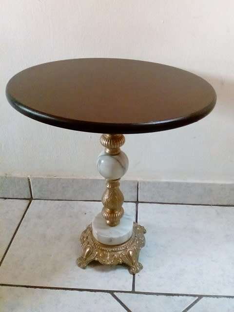 Attractive Refurbished Cast Metal & Marble Side Table - Collection Only
