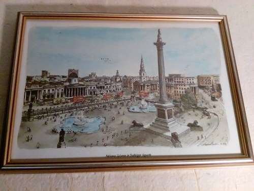 Bernard Smith 1978 print of Trafalgar Square in Good Looking Frame