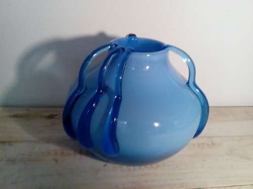 Impressive Two Tone Blue Solid Glass Vase - Possible Murano