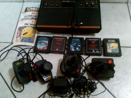 Vintage Atari Video Computor System, with Game Cartridges, Controls & Adaptor