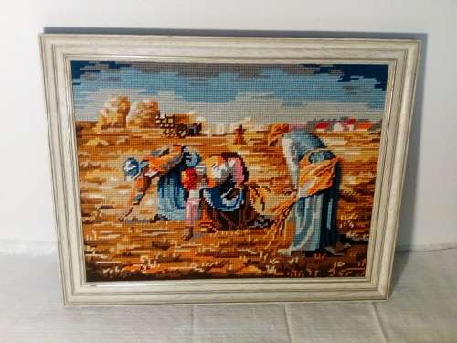 Field Workers Woolen Tapestry in Great Oak Frame