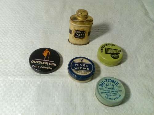 Five Vintage Powder & Cream Sample Tins