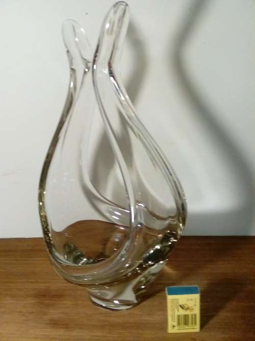 Good Size Heavy Base Solid Transparent Stylish Vase - Perhaps Murano