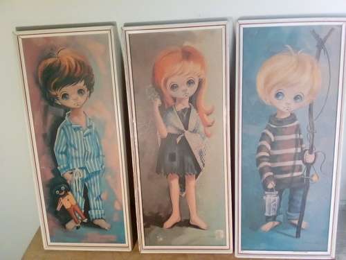 Set of Three Vintage D.Golding "Big Eyed Children" Framed Prints (Ref 500)