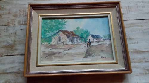 Vintage Truly South African Painting in Wood Frame