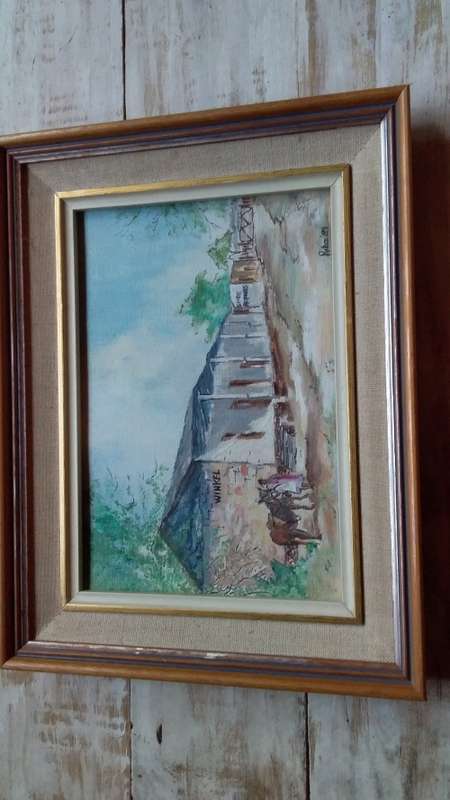 Vintage Truly South African Painting in Wood Frame