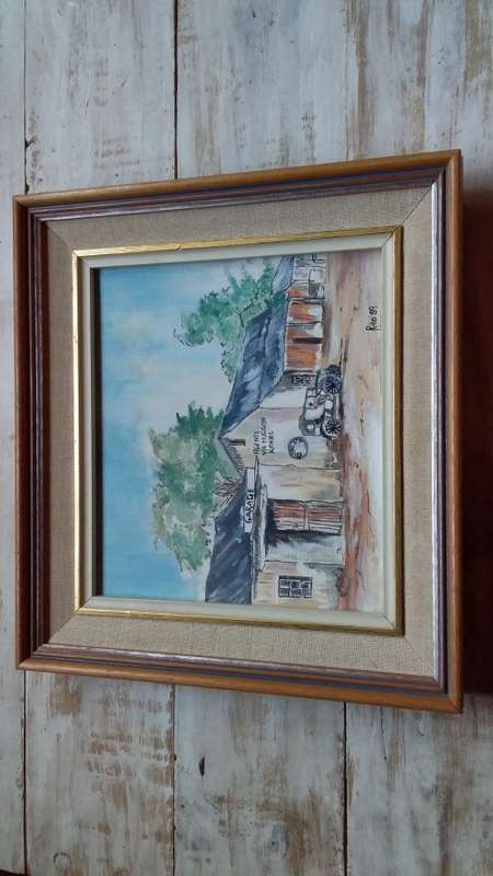 Vintage Truly South African Painting in Wood Frame