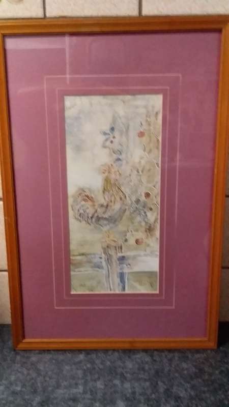 Jo Lowmaas Mixed Media Framed Painting Painting 'Rooster'