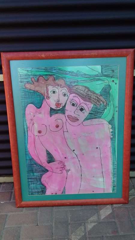 Large & Heavy Framed Abstract Nude Art Print - Strictly Collection Only