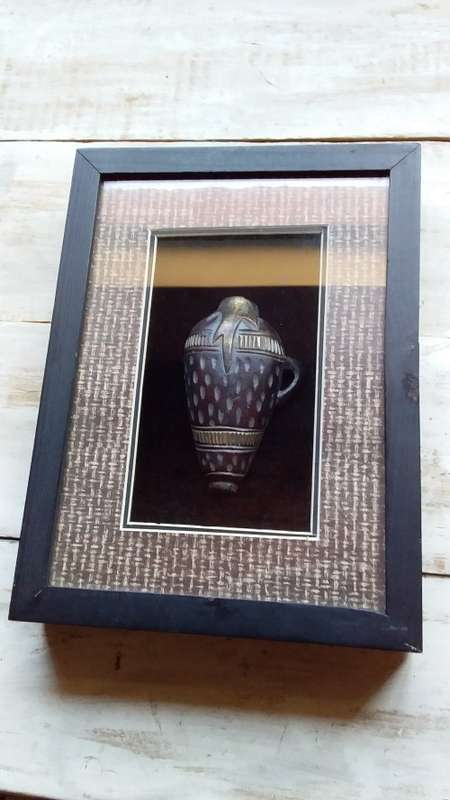 Replica of Ancient Vessel in Wall Hanging Box Frame & Glass