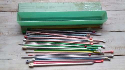 Knitting Needle Holder with Needles - As Is
