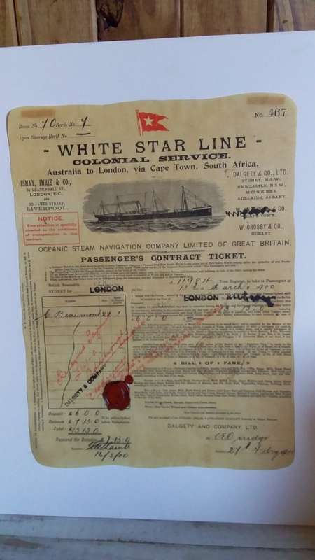 *Rare* 1900 White Star Line Passenger's Contract (Boarding) Ticket