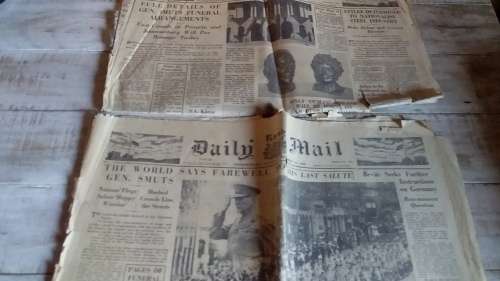 Two Daily Mail 1950 Newspapers - Gen Smuts Funeral