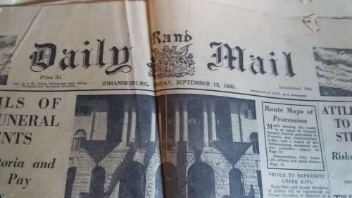 Two Daily Mail 1950 Newspapers - Gen Smuts Funeral