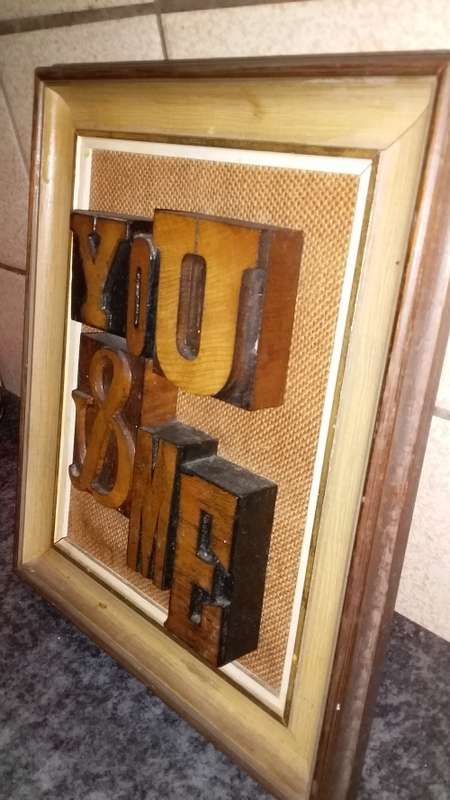 Framed Vintage Block Letters `You and Me`. Quite Unique