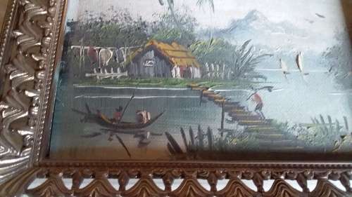 Oriental Painting in Ornate Light Frame