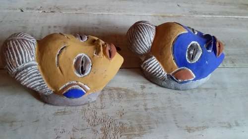 Pair of African Clay Masks