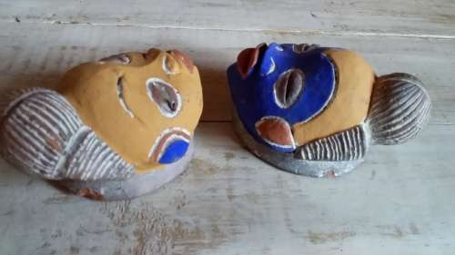 Pair of African Clay Masks