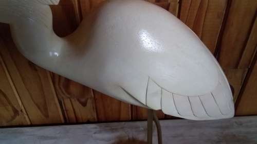 Large Fossils Feather Hand Carved Bird - Beak Repaired