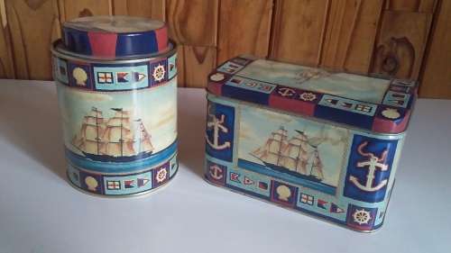 Pair of Nautical Theme Tins from England