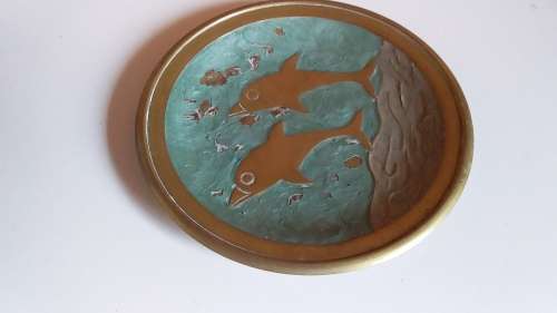 Solid Brass Dish from India wirh Paint Loss
