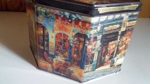 European Cafes Jacobsen`s Bakery Tin with Raised Detail