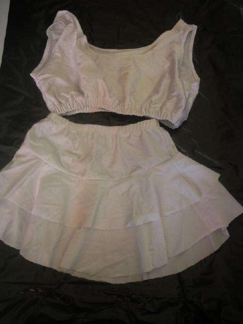 White Spandex Top & Skirt Dance Costume - Size 10