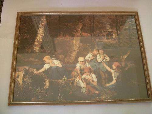 Vivid Classical Print of Children in a Forest - Size of Frame 43cm x 32cm
