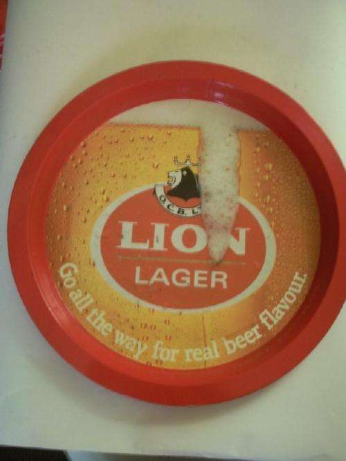 Metal Circular Lion Lager Tray - 36cm