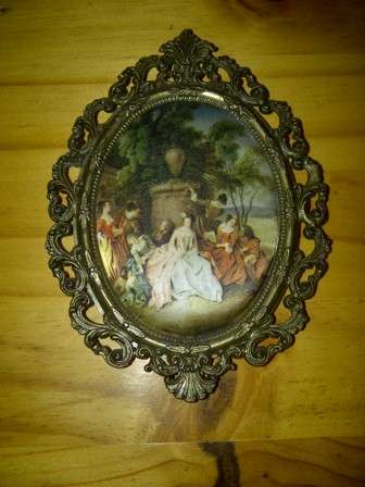 Art on Silk in Ornate Metal Frame - Made in Italy # 3
