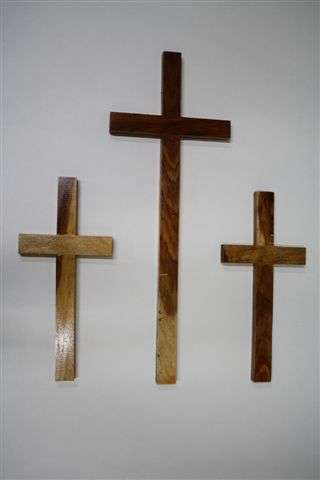 Set of Three Kiaat Wooden Crosses