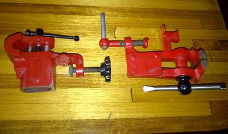 Two Small Metal Vices/Clamps - 16cm each