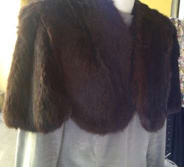 Vintage Fir Shawl with Suede Dress