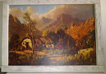 Tinus de Jongh Print of Farm in Cedarburg in Whitewashed Wooden Frame