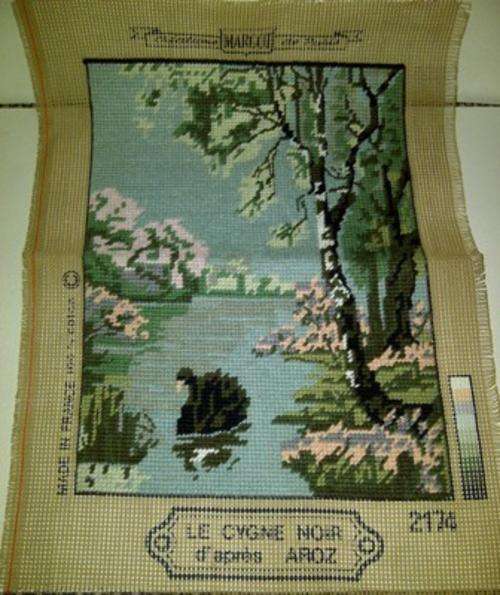 Unframed Finished Tapestry of a Black Swan Scene (Postage R30)