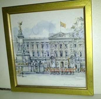 Exquisite Water Colour Print of Buckingham Palace - 19cm x 19cm