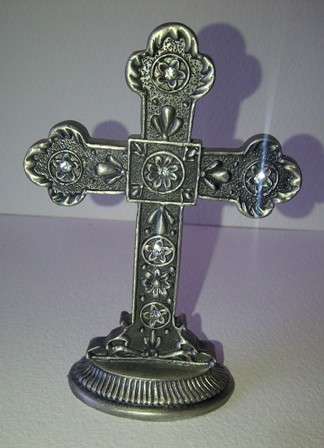 Beautiful Small Decorative Metal Cross with Shiny Stones 1