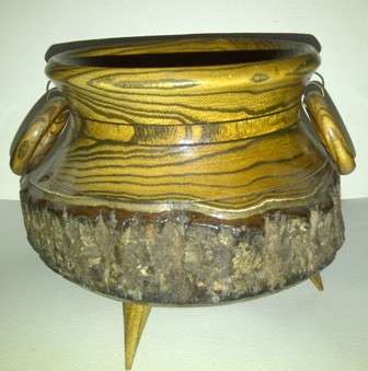 Very Solid and Impressive Wooden Three-legged Vase