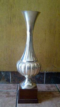 Very Tall & Broad Vase on a Wooden Stand (Possible Trophy)