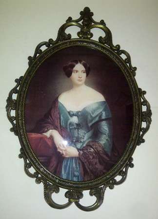 Large Victorian Print in Decorative Cast Metal Frame - 44cm x 30cm
