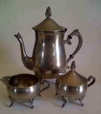 Silver Plated Coffee Pot, Sugar Bowl & Milk Pitcher - See Description