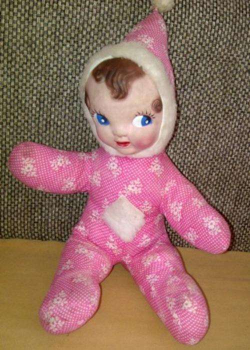Old Doll in Pink & White