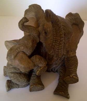 Crafted Mother Cuddling Baby Elephants from Sun City Kiosk 1990,s