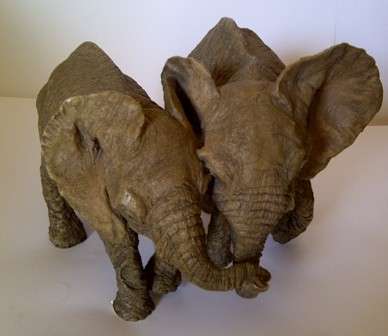 Crafted Pair of Elephants in Love from Sun City Kiosk 1990,s