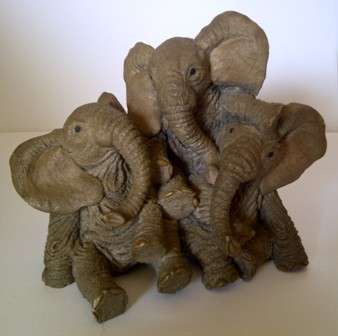 Crafted Trio of Playful Baby Elephants from the Sun City Kiosk 1990,s