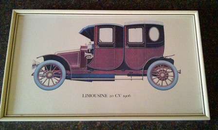 Vintage Print of LIMOUSINE 20 CV 1906 Motor Vehicle